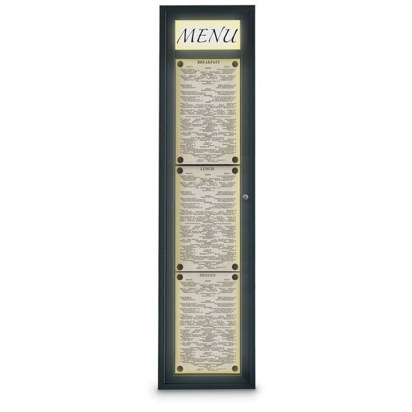 Sliding Door Indoor Enclosed Corkboard, 7, UNITED VISUAL PRODUCTS, Mfr# UV9003ACSH-SATIN-BLSPRU